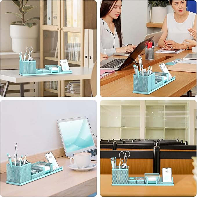 SUPEASY Pen Holder for Desk, 6 Piece Mesh Desk Organizer set for Office - Image 7