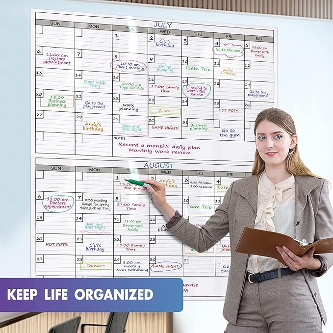 Magnetic-Receptive Dry Erase Two Month Laminated Jumbo Wall Calendar, Big - Image 7