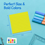 Lined Sticky Notes 3x3 Pack of 8, Bright Colored Super Self Sticky Pads - Image 2