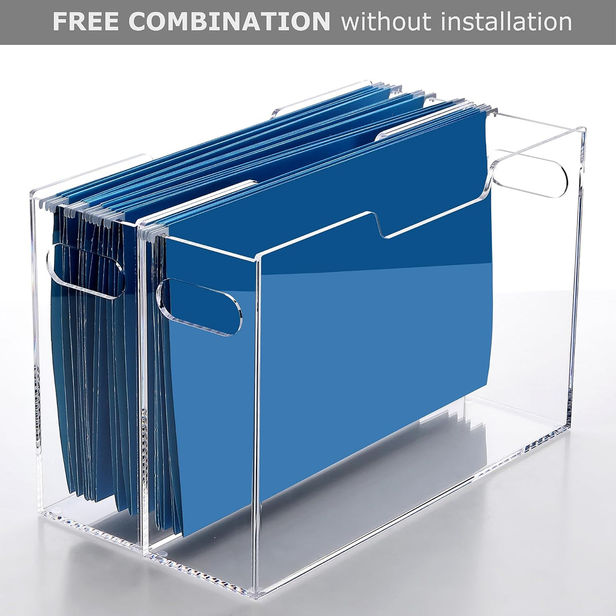 DINGHUO Acrylic Hanging File Organizer Box, Legal Size Clear File Storage Box...