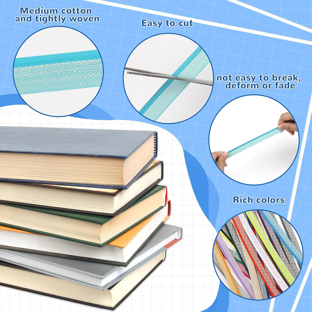 24 Pieces Book Binding Endbands 12 Inch 24 Colors Book Headband | Cotton Binding Kit for Bookbinding, Book Decor