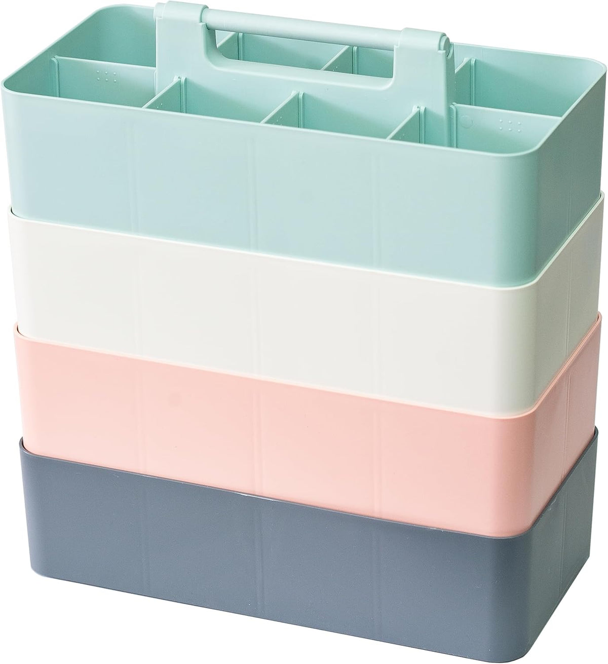 Portable Caddy Organizer - Stackable Plastic Caddy with Handle | Desk, Makeup...
