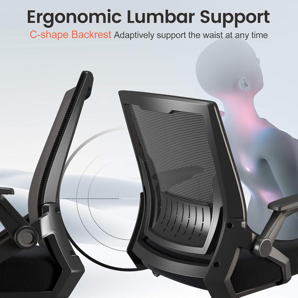 gtplayer ergonomic office chair with flip-up armrests executive, side view