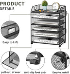 6 Tier Desk Organizer, Heavy-Duty Thick Metal Letter Tray Organizer, Large - Image 3