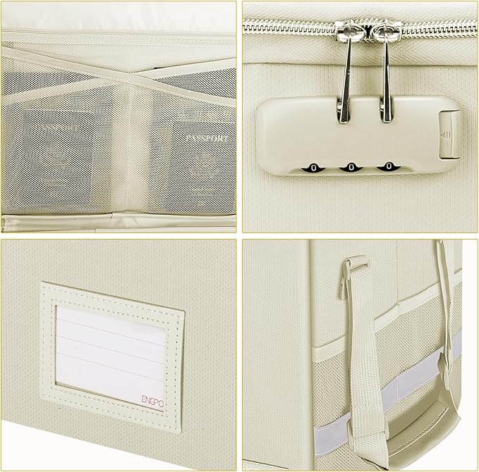 ENGPOW File Box with Lock, Fireproof Document Box with Zipper Lid, Collapsible - Image 8