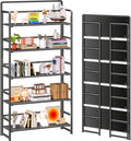 4NM No Assembly Extra Wide 5 Tiers Folding Bookshelf Storage Shelves Vintage by 4NM