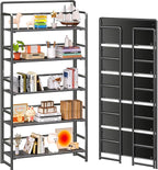 4NM No Assembly Extra Wide 5 Tiers Folding Bookshelf Storage Shelves Vintage by 4NM