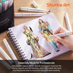 Shuttle Art Marker Pad, 8.3”x8.9” Portable Square Sketchbook, 80 Sheets Marker - Image 3