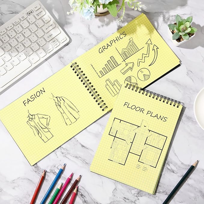 Engrowtic 2 Pack Graph Paper Spiral Notepad A5 Top Wirebound Notepad Grid - Image 3