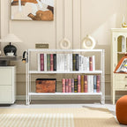 HCHQHS Bookshelf, 3-Tier Industrial Bookcase, Freestanding Horizontal - Image 2