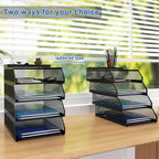 Natwind 4-Tier Desk Organizer, Stackable Paper Tray, Desk Accessories, Metal - Image 5