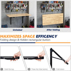 ultrawall wall mounted folding workbench, heavy duty foldable, close-up detail