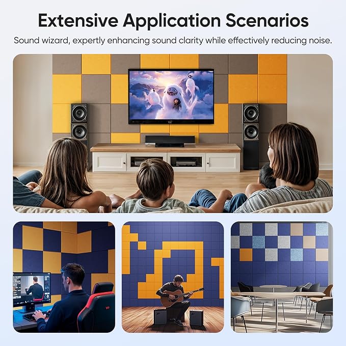UNECHO 12 Pack 12" X 12" X 0.4" Acoustic Panels - Image 6