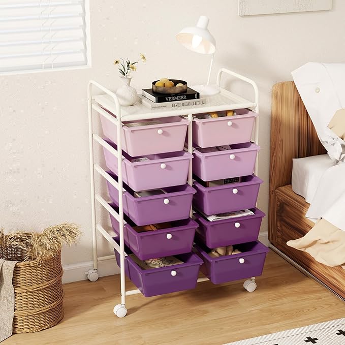 GLACER 10 Drawer Rolling Cart, Storage Cart - Image 9