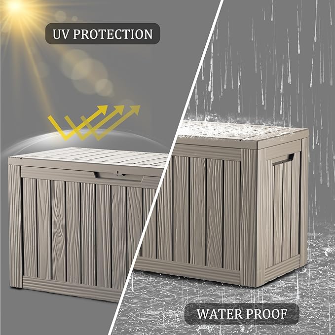 TARKARI 80 Gallon Lockable Resin Deck Box, Waterproof & UV-Resistant Outdoor - Image 3