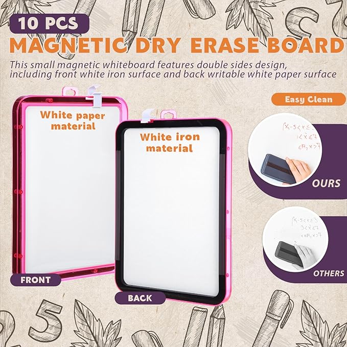 Outus 10 Pcs Dry Erase Mini White Boards Bulk 8.5 x 11'' Small Magnetic - Image 5