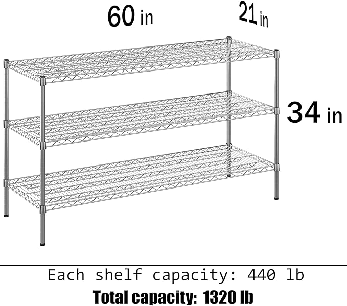 Regal Altair 21" Deep x 60" Wide x 34" Height Wire Shelving Kit | 3-Tier | NSF - Image 3