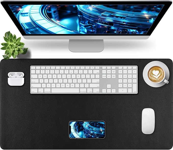 Bloss Desk Mat with Stitched Edges, Leather Large Mouse Pad, Non-Slip Desk by Bloss