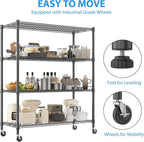 Homdox 60”W Storage Shelves, 4 Tier Heavy Duty Wire Shelving Unit - Image 5