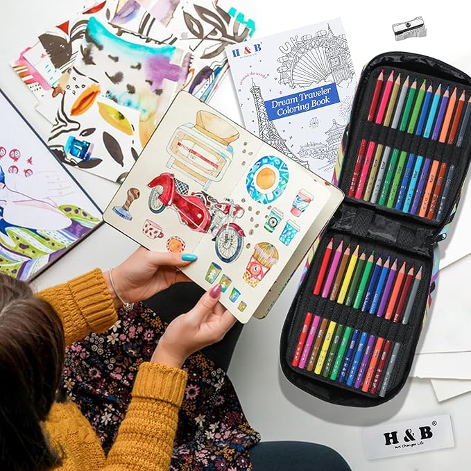 H & B 72 Colored Pencils Set, Art Pencil Kit - Image 5