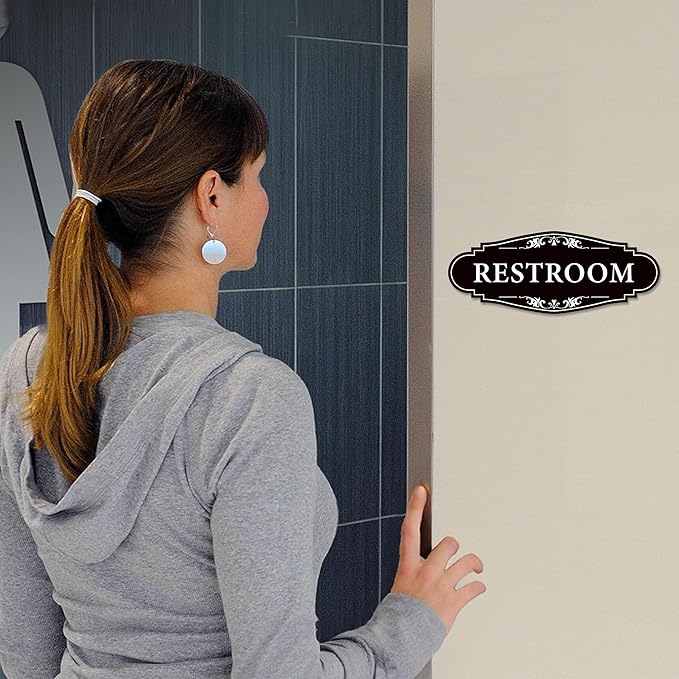 Restroom Sign for Business and Home，Self-adhesive Unisex Bathroom Sign - Image 7