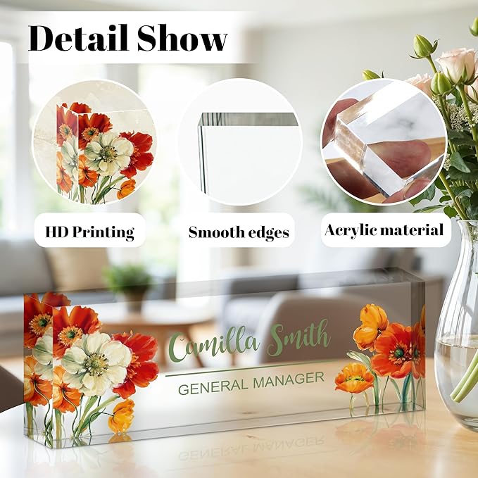 Personalized Name Plate for Desk, Custom Acrylic Desk Name Sign, Office - Image 2