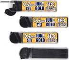 June Gold 440 Pieces, 0.7 mm 4B Lead Refills, 110 Pieces Per Dispenser by JuneGold