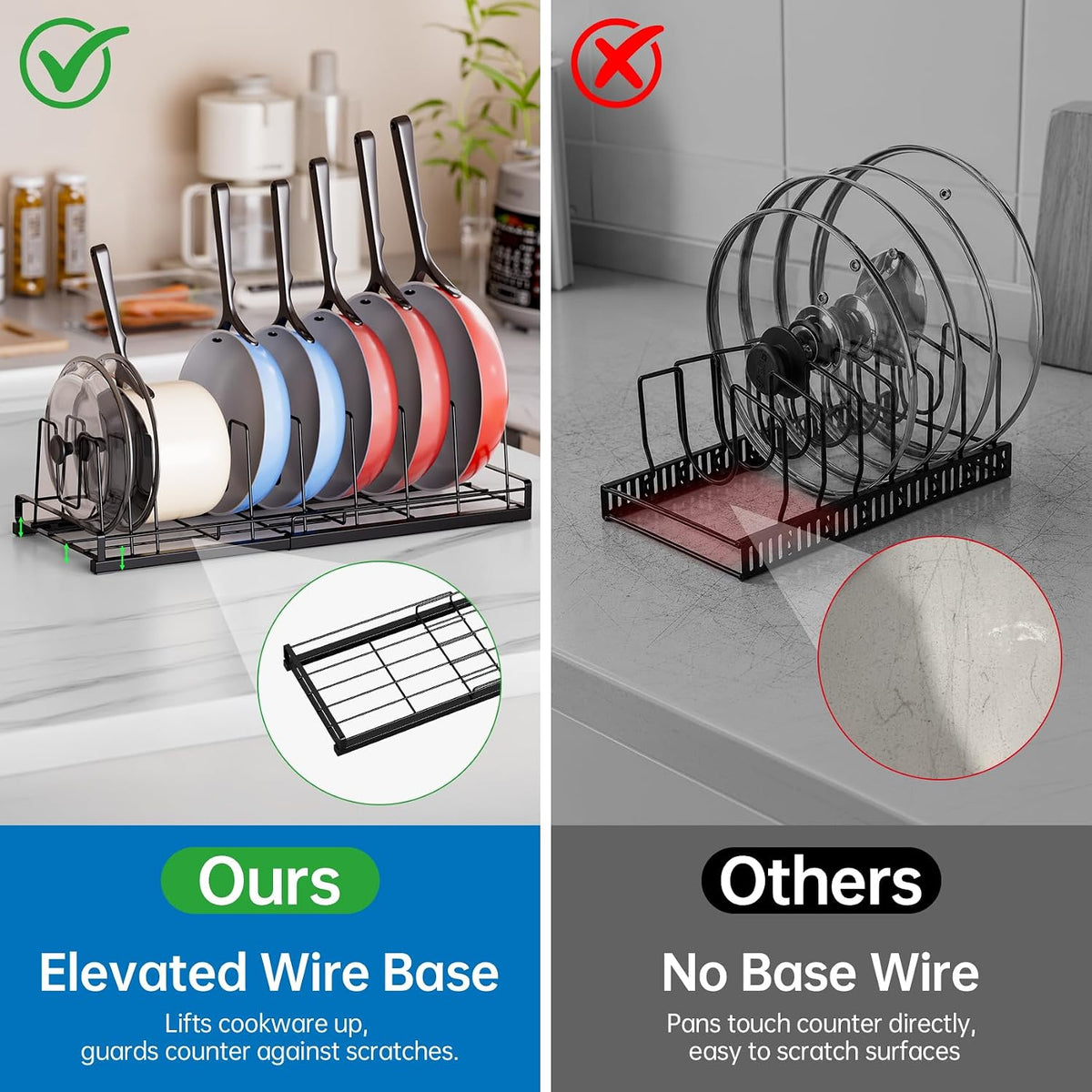 Expandable Food Container Lid Organizer with 9 Adjustable Dividers