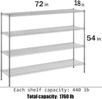 Regal Altair 18" Deep x 72" Wide x 54" Height Wire Shelving Kit | 4-Tier | NSF - Image 3