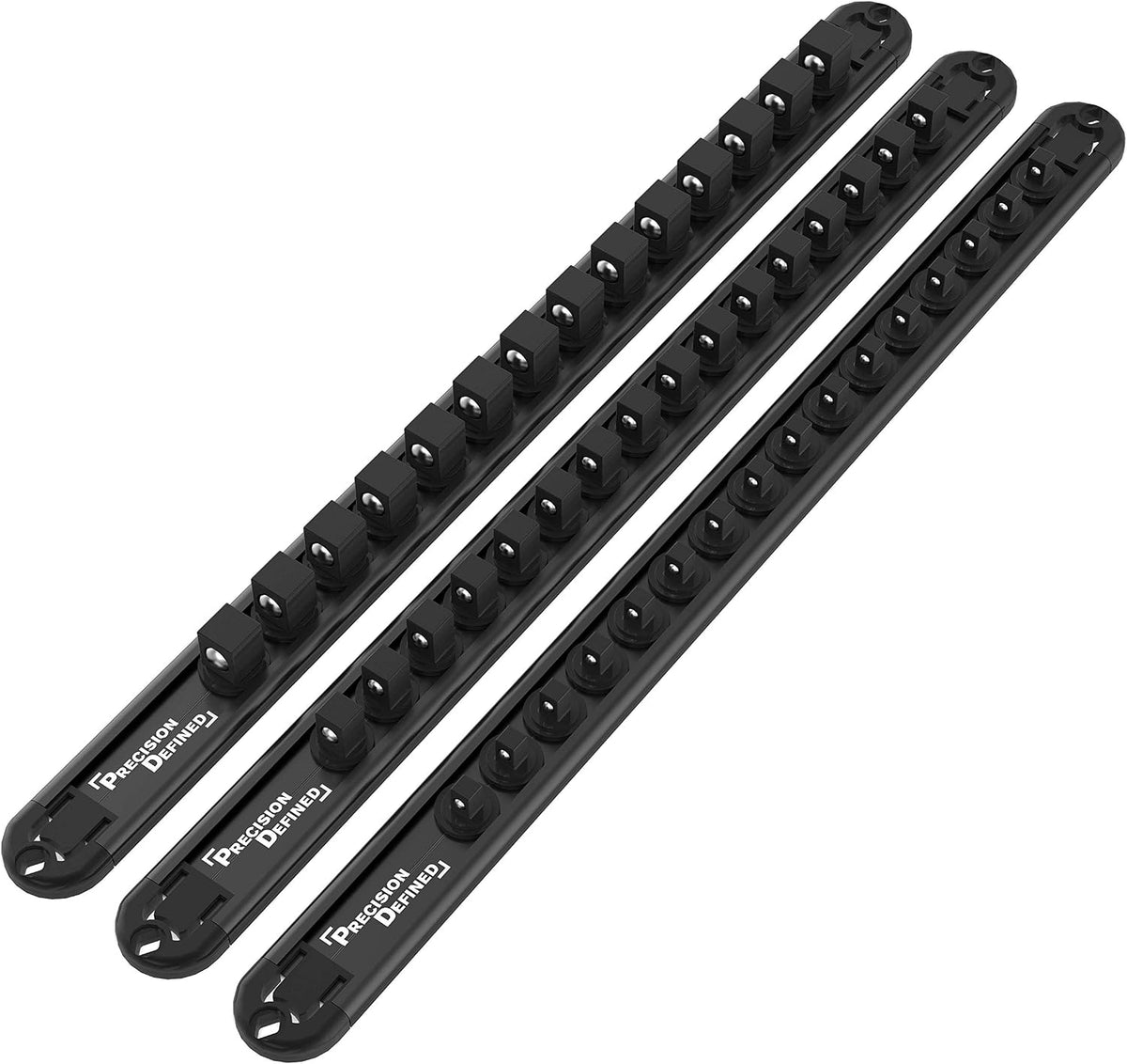 Precision Defined Aluminum Tool Socket Holder 3-Piece Set | Black, 1/4-Inch x...