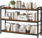 3 Tier Bookshelf 47.24" Width, Wood and Metal Etagere Bookcase, Vintage by Homeiju