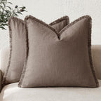 Foindtower Set of 2 Decorative Linen Fringe Throw Pillow Covers Boho Farmhouse