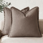 Foindtower Set of 2 Decorative Linen Fringe Throw Pillow Covers Cozy Farmhouse by Foindtower