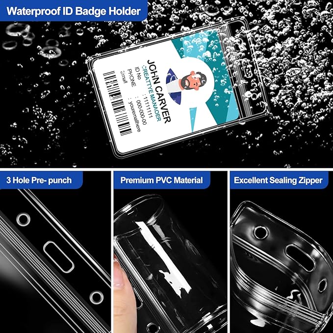 100 Pcs Clear Vertical Badge Id Card and 100 Pcs Lanyard, Reusable Lanyards - Image 5