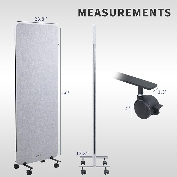VIVO Freestanding 24 x 66 inch Privacy Panel, Mobile Cubicle Divider, Single 24 - Image 2