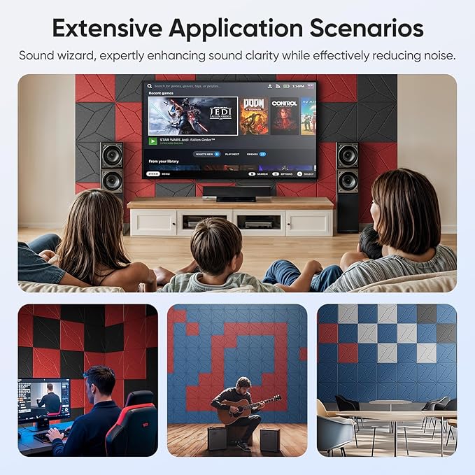 UNECHO 12 Pack 12" X 12" X 0.4" Acoustic Panels - Image 6