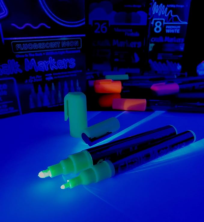 16 UV Fluorescent Neon Chalk Markers - Image 3