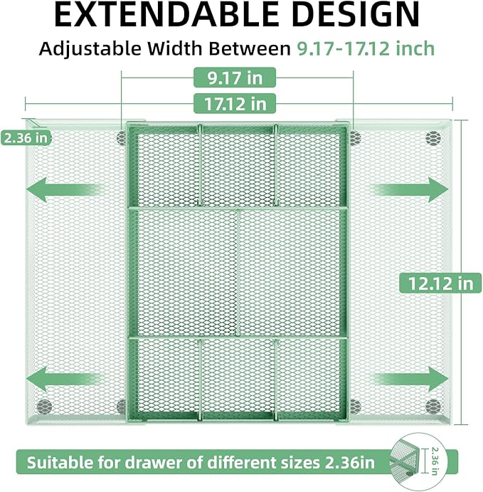 Marbrasse Expandable Desk Drawer Organizer, Mesh Drawer Organizer Tray - Image 2