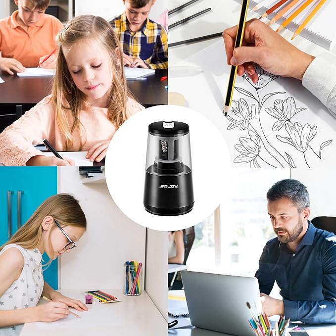 JARLINK Electric Pencil Sharpener, Heavy-Duty Helical Blade to Fast Sharpen - Image 8