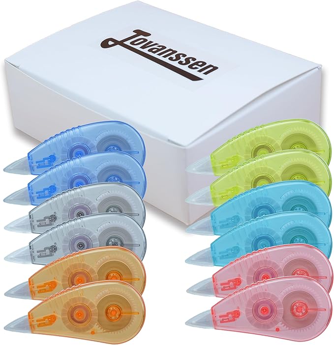 Jovanssen White Correction Tape, 12 Pack, 13.13 Feet Correction Tape - Image 2