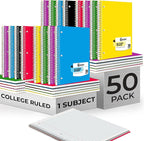 Rosmonde 50 Pack, 1 Subject Spiral Notebook College Ruled Bulk, 140 Pages by Rosmonde