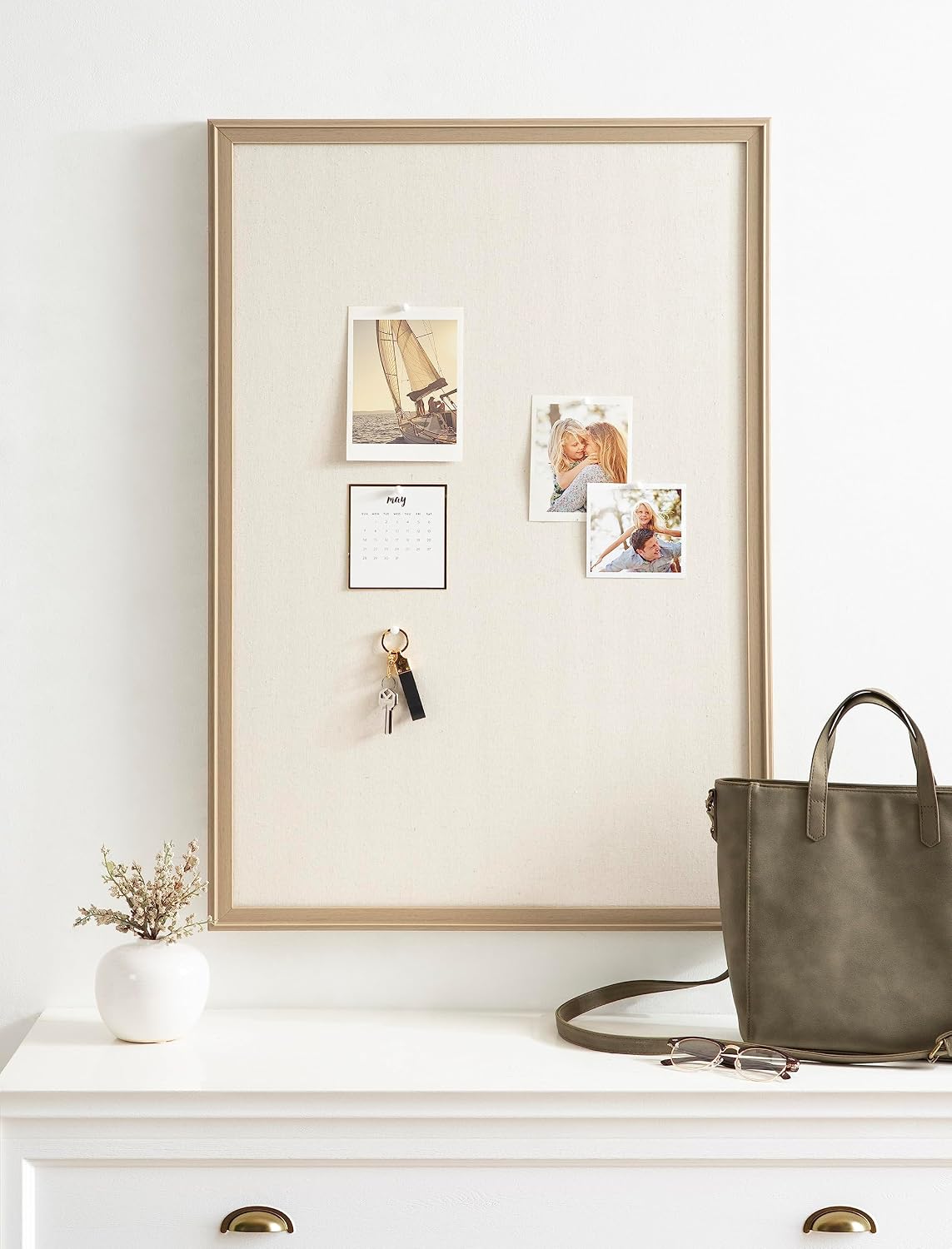 Kate and Laurel Oakhurst Rectangle Framed Linen Fabric Pinboard; 24 x 36; Lig...