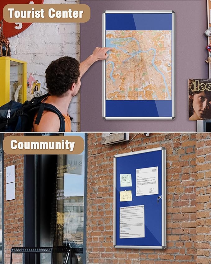 Mifuro 36"x24" Enclosed Bulletin Board, Lockable Weather-Resistant Aluminum - Image 8