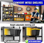 garage shelving,3 tier garage storage shelves,adjustable heavy duty, side view