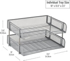 Mind Reader Stackable Paper Tray, Desktop Organizer, File Storage, Metal Mesh - Image 3