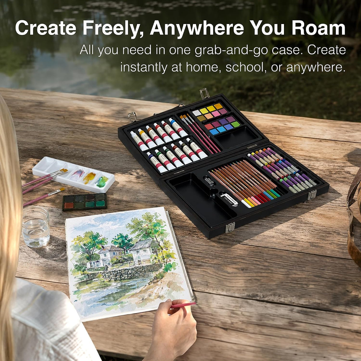 colour block 73-piece art set – premium art, front angle view