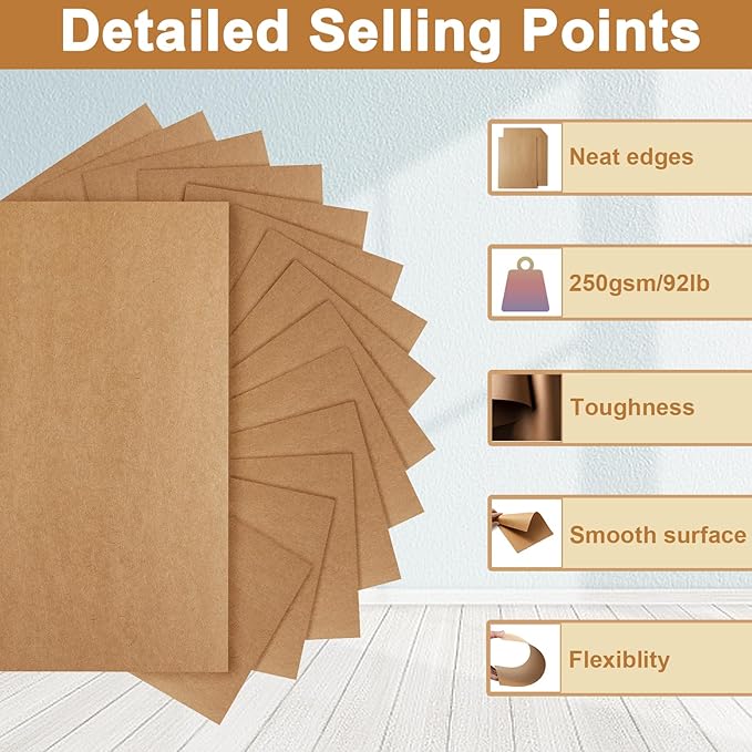 Silunkia 120 Sheets Brown Cardstock 8.5 x 11 Kraft Paper, 92lb Thick Printer - Image 3