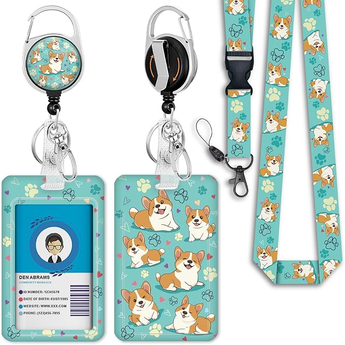 Giancomics Cute Corgi Lanyards for Id Badges, ID Badge Holder by Giancomics