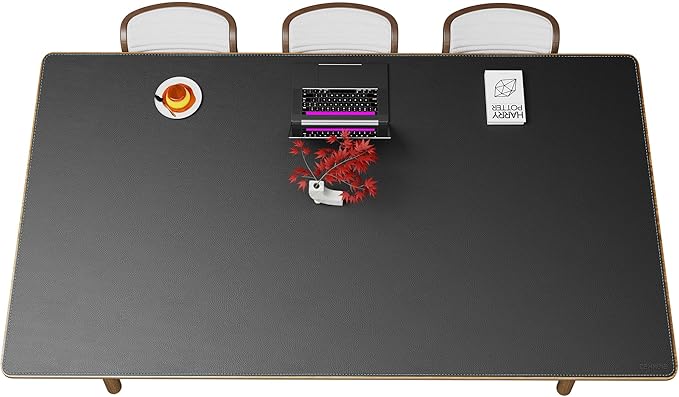 CENNBIE HUGE220 86.6" x 47" Black Leather Desk Mat by CENNBIE