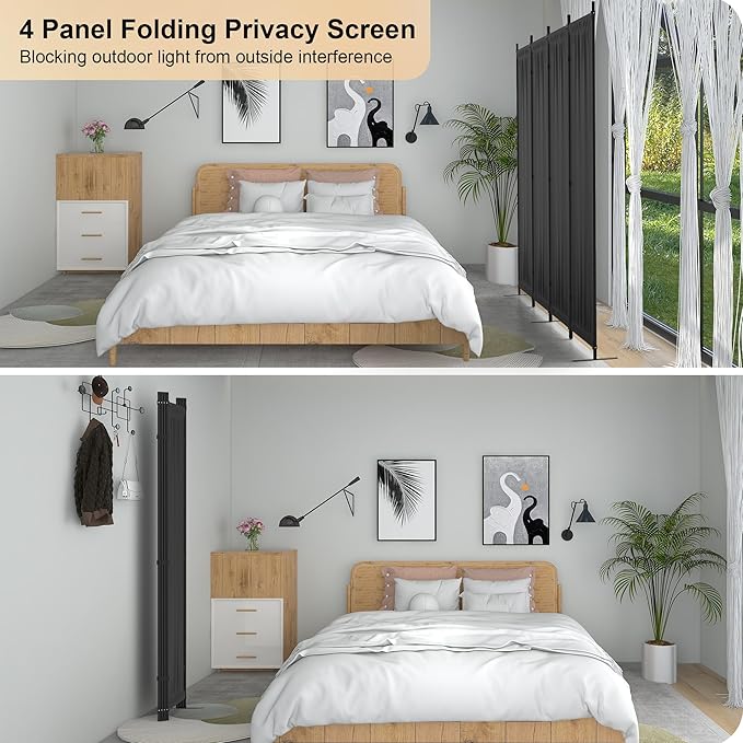 Kecreque Room Divider 4 Panel Partition Room Dividers & Folding Privacy Screens - Image 4